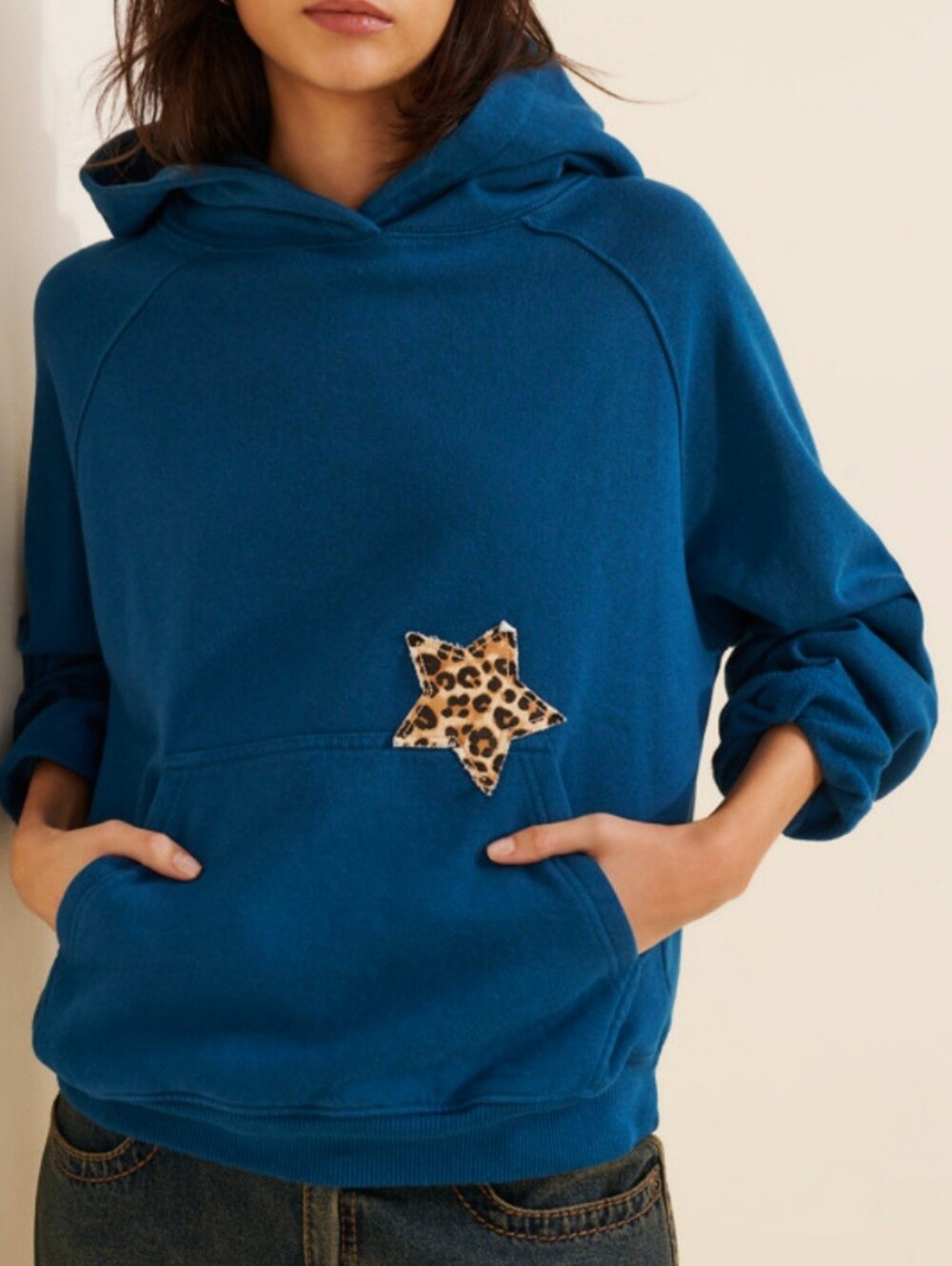 Free People Sunday Market Sweatshirt Hoodie With Leopard Stars - Picture 2 of 6
